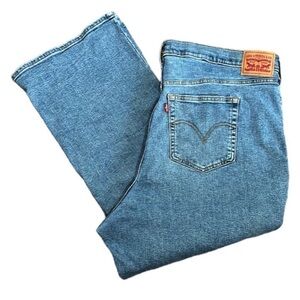 Levi's High Waisted‎ Crop Flare Jeans Women's Plus 20W Blue Inseam 26